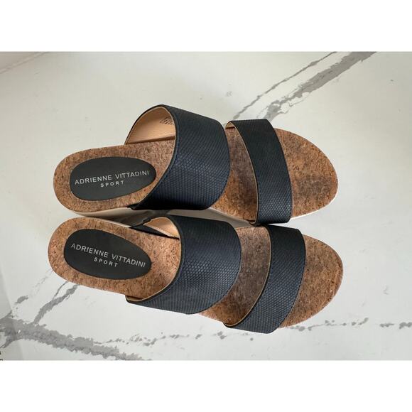 Adrienne Vittadini Sport‎ Wedge Strap Sandals Size 9.5 Black - Picture 6 of 7